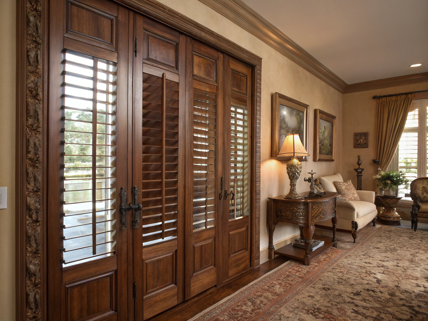Plantation shutters installed in London residence.