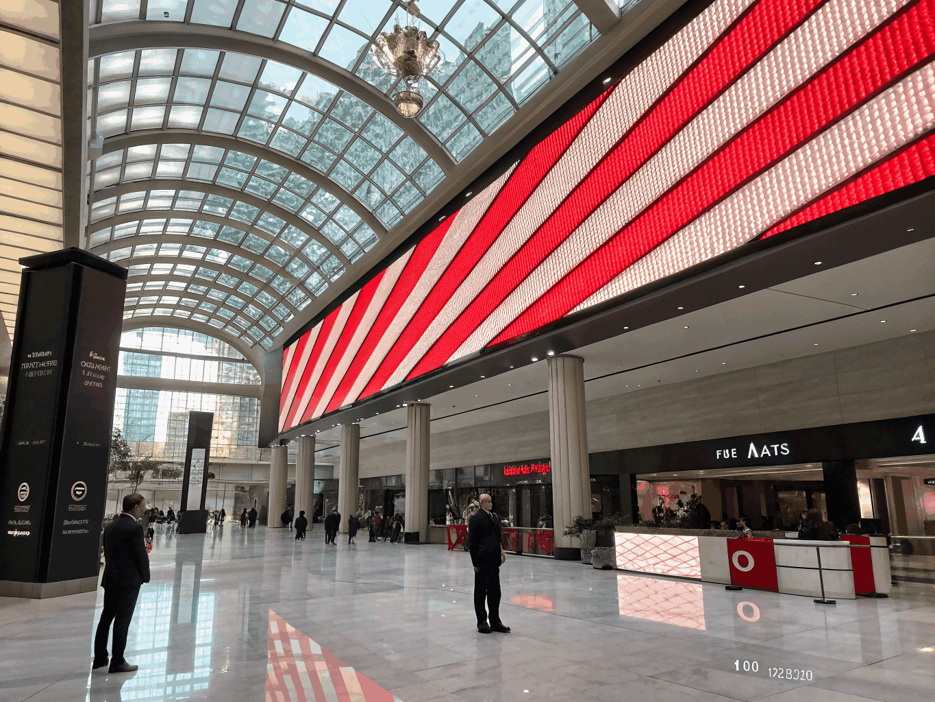 Grand Hyatt Dubai hotel atrium with tensile shading.