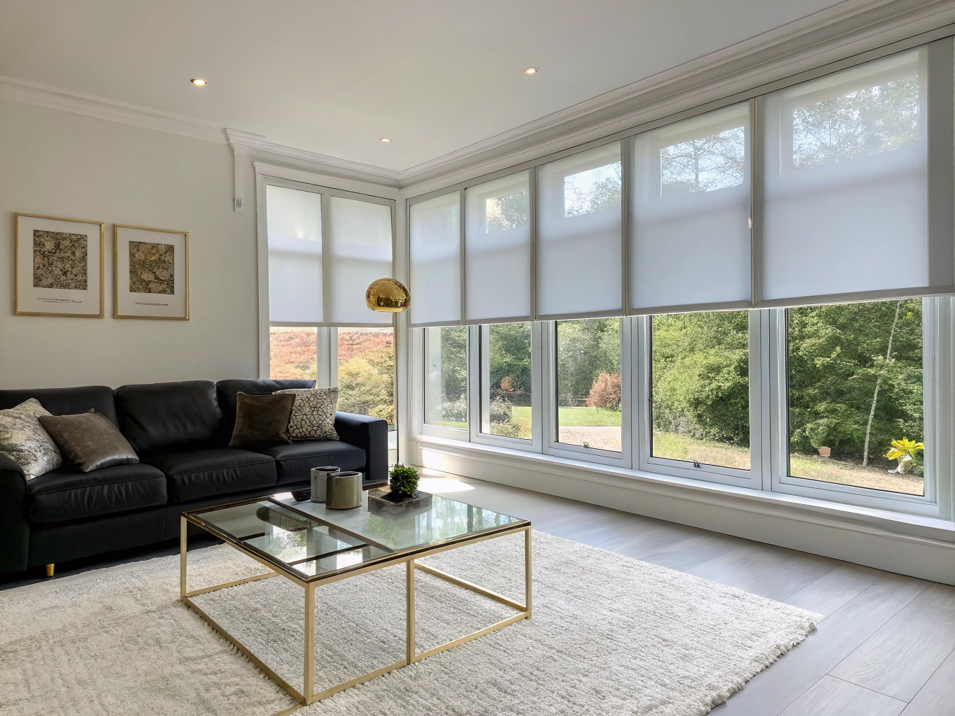 One Central Park residential interior with roller shades.