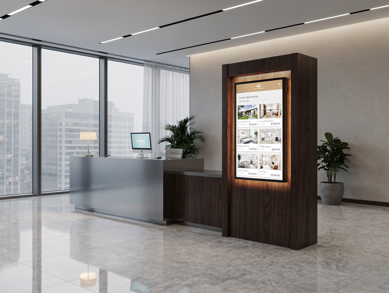 Residential high-rise with flush recessed shades