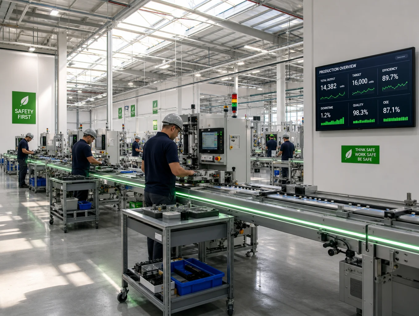Automated shading manufacturing floor with precision assembly lines.